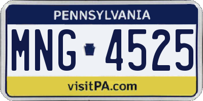 PA license plate MNG4525