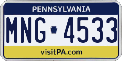 PA license plate MNG4533