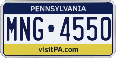 PA license plate MNG4550