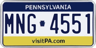PA license plate MNG4551