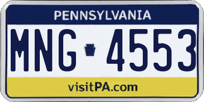 PA license plate MNG4553