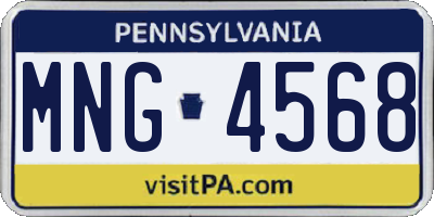 PA license plate MNG4568