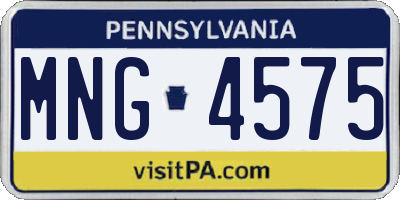 PA license plate MNG4575