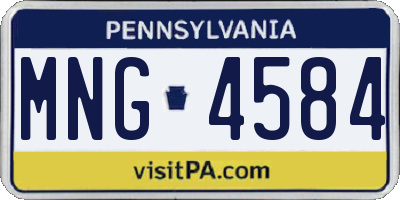 PA license plate MNG4584