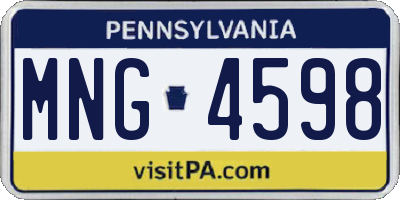 PA license plate MNG4598