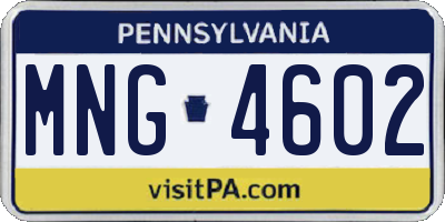 PA license plate MNG4602