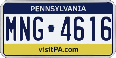PA license plate MNG4616
