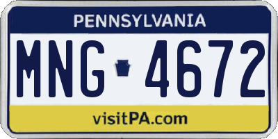 PA license plate MNG4672