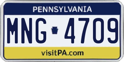 PA license plate MNG4709