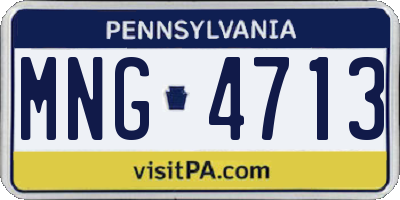 PA license plate MNG4713