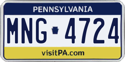 PA license plate MNG4724