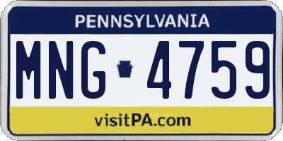 PA license plate MNG4759
