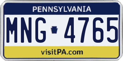 PA license plate MNG4765