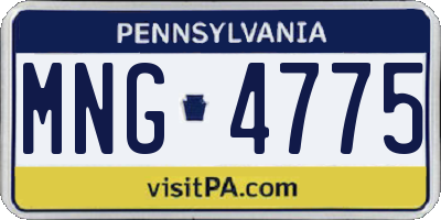 PA license plate MNG4775
