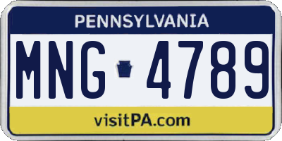PA license plate MNG4789