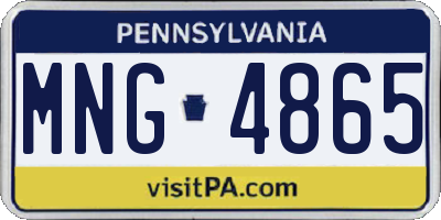 PA license plate MNG4865