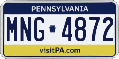 PA license plate MNG4872
