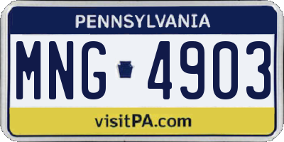 PA license plate MNG4903