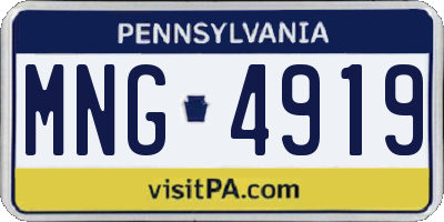 PA license plate MNG4919