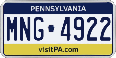 PA license plate MNG4922