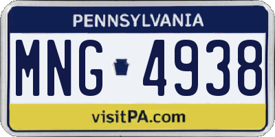 PA license plate MNG4938