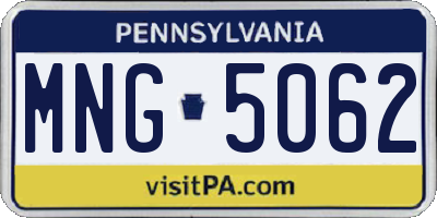 PA license plate MNG5062