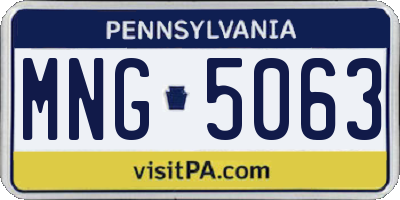 PA license plate MNG5063