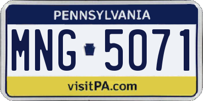 PA license plate MNG5071