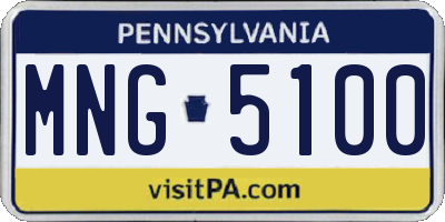 PA license plate MNG5100