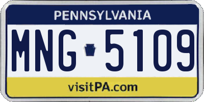 PA license plate MNG5109