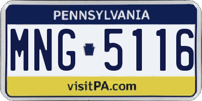 PA license plate MNG5116