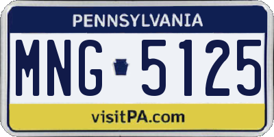 PA license plate MNG5125