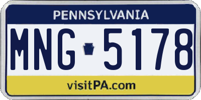 PA license plate MNG5178