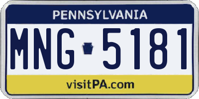 PA license plate MNG5181