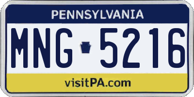 PA license plate MNG5216