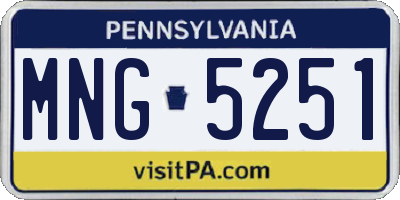 PA license plate MNG5251