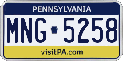 PA license plate MNG5258