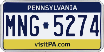 PA license plate MNG5274