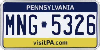 PA license plate MNG5326