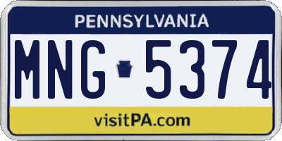 PA license plate MNG5374
