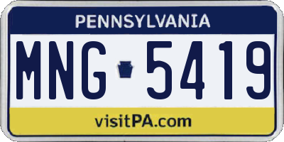 PA license plate MNG5419