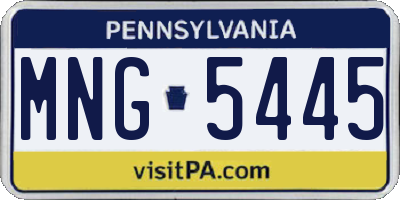 PA license plate MNG5445