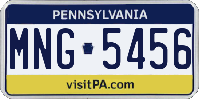 PA license plate MNG5456