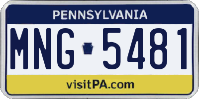 PA license plate MNG5481