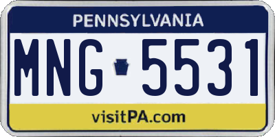 PA license plate MNG5531