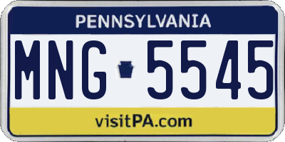 PA license plate MNG5545