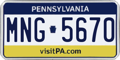 PA license plate MNG5670