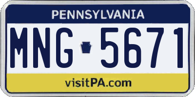 PA license plate MNG5671