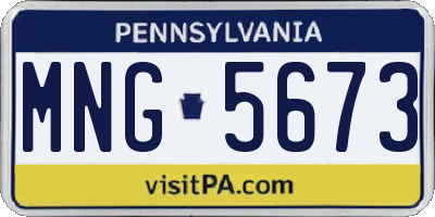 PA license plate MNG5673