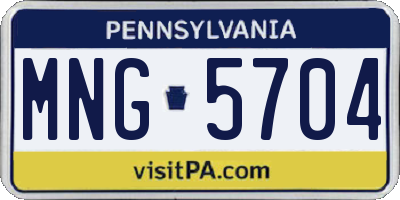 PA license plate MNG5704